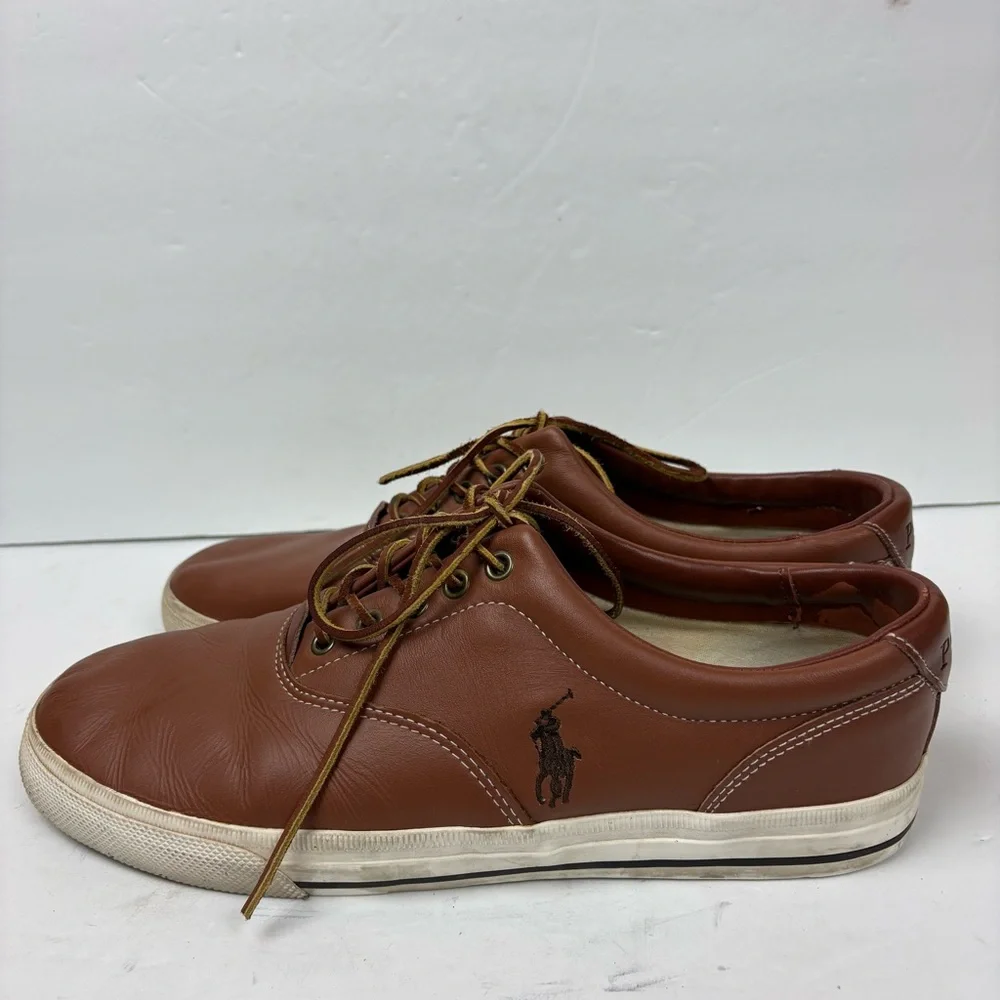 Polo Ralph Lauren Vaughn Shoes Sneakers Tan Brown Leather Lace-up Men’s size 12D